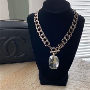crystal & toggle necklace 16” chain